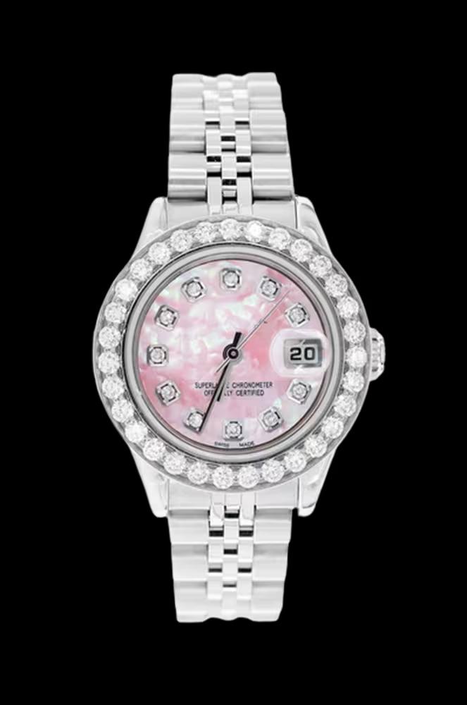Montre Just Date Marble Pink