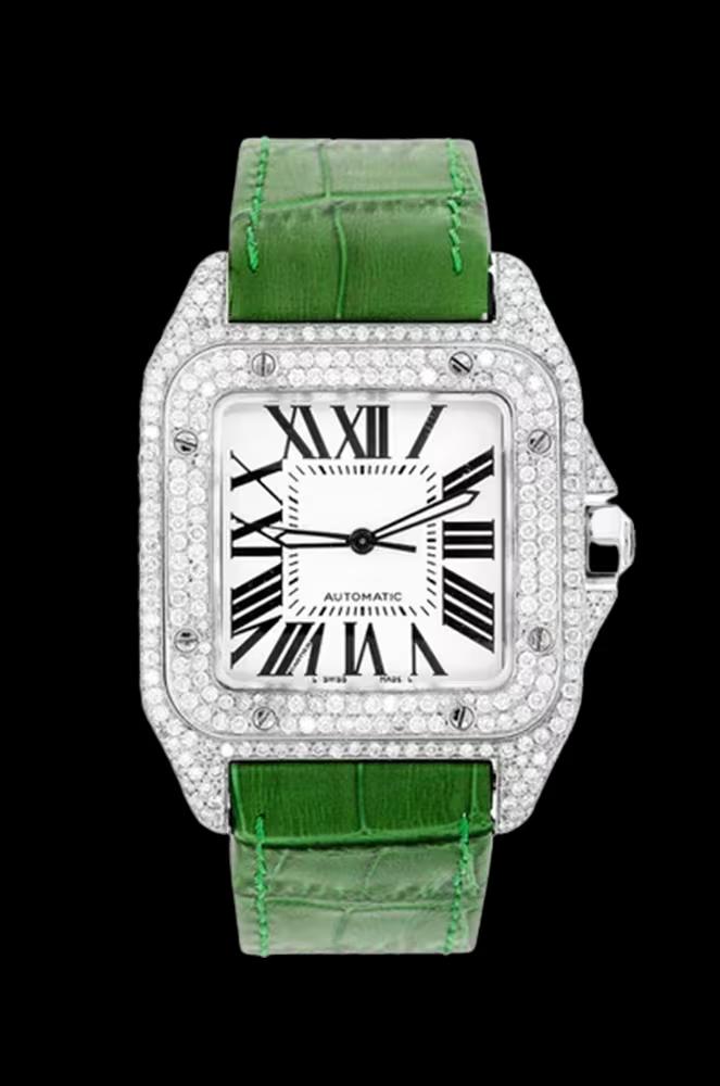 Montre Santos Cuir Vert